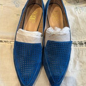 Franco Sarto Women's Blue Perforated Loafers